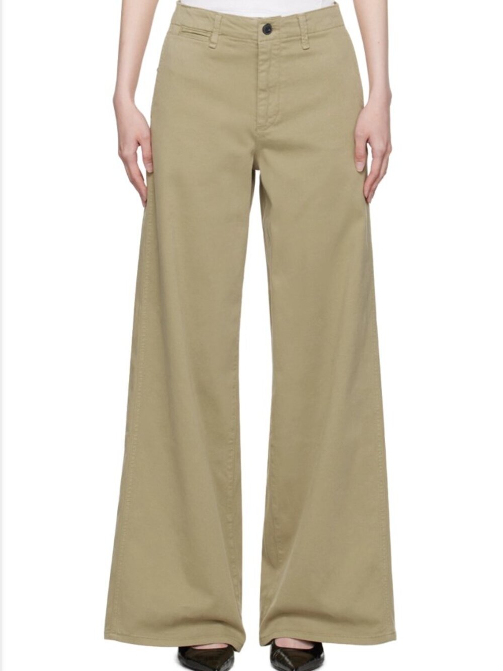 Rag and Bone Sofie wide leg Chino pant in Khaki. 2